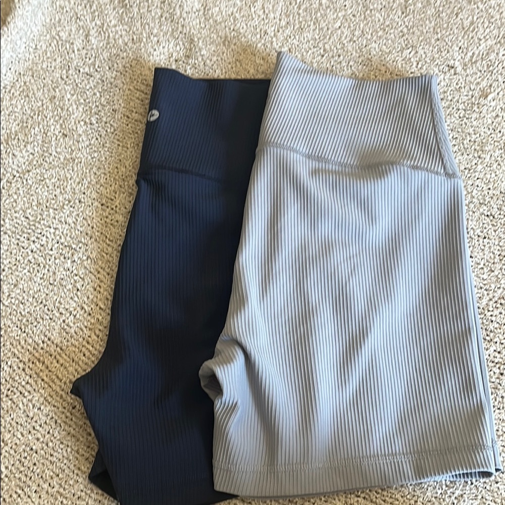 Ribbed Shorts Set - Navy and Gray